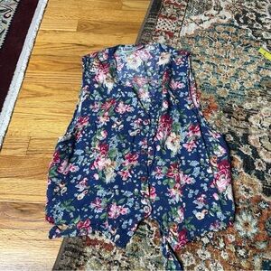 Vintage floral cotton cottagecore vest
